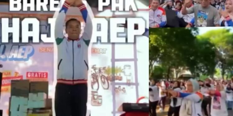 Ribuan Warga Antusias Senam dan Jalan Sehat Bareng Paslon No 2 Aep-Maslani