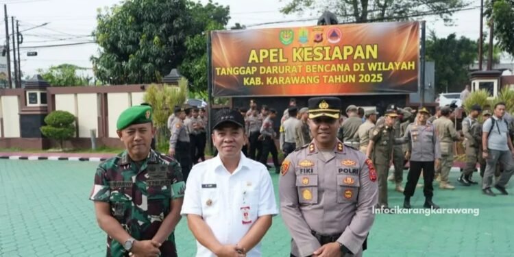 Polres Karawang dan Tim Gabungan Gelar Apel Siaga Bencana